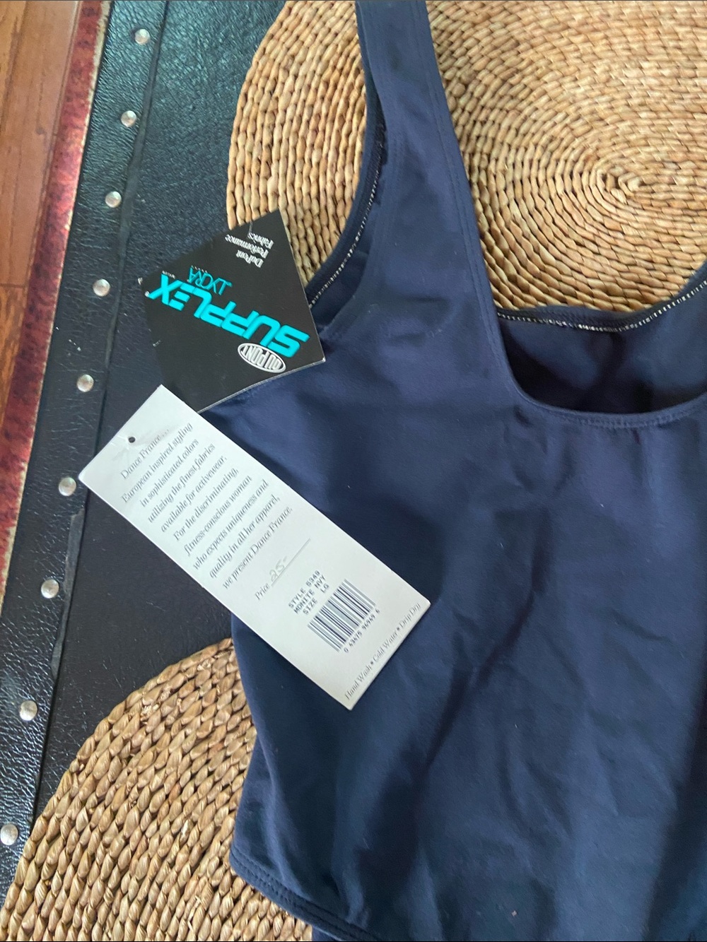 Women Thong Bodysuit in Navy and Chocolate - Size Large - Picture 3 of 4